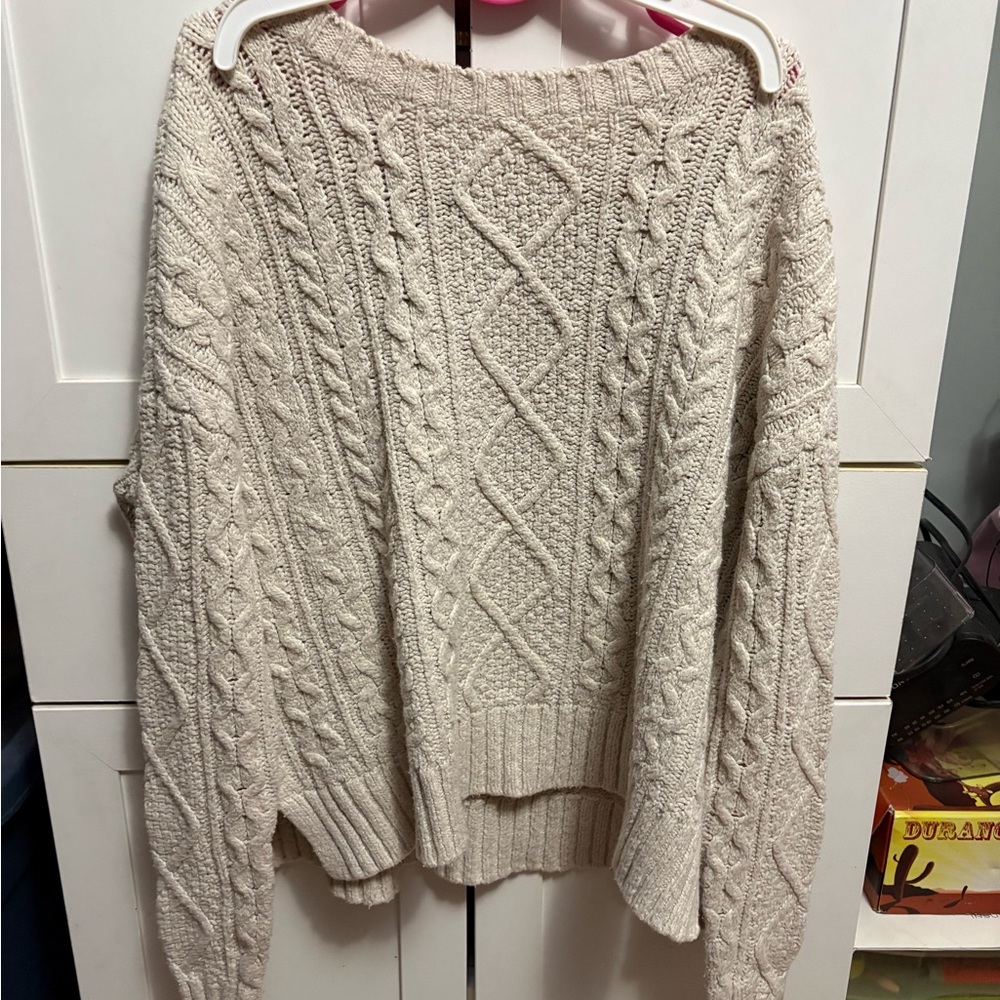 American Eagle Outfitters Cable Knit Sweater - Cream